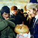 France’s Leopold Eyharts receives a traditional Bread-and-Salt greeting.